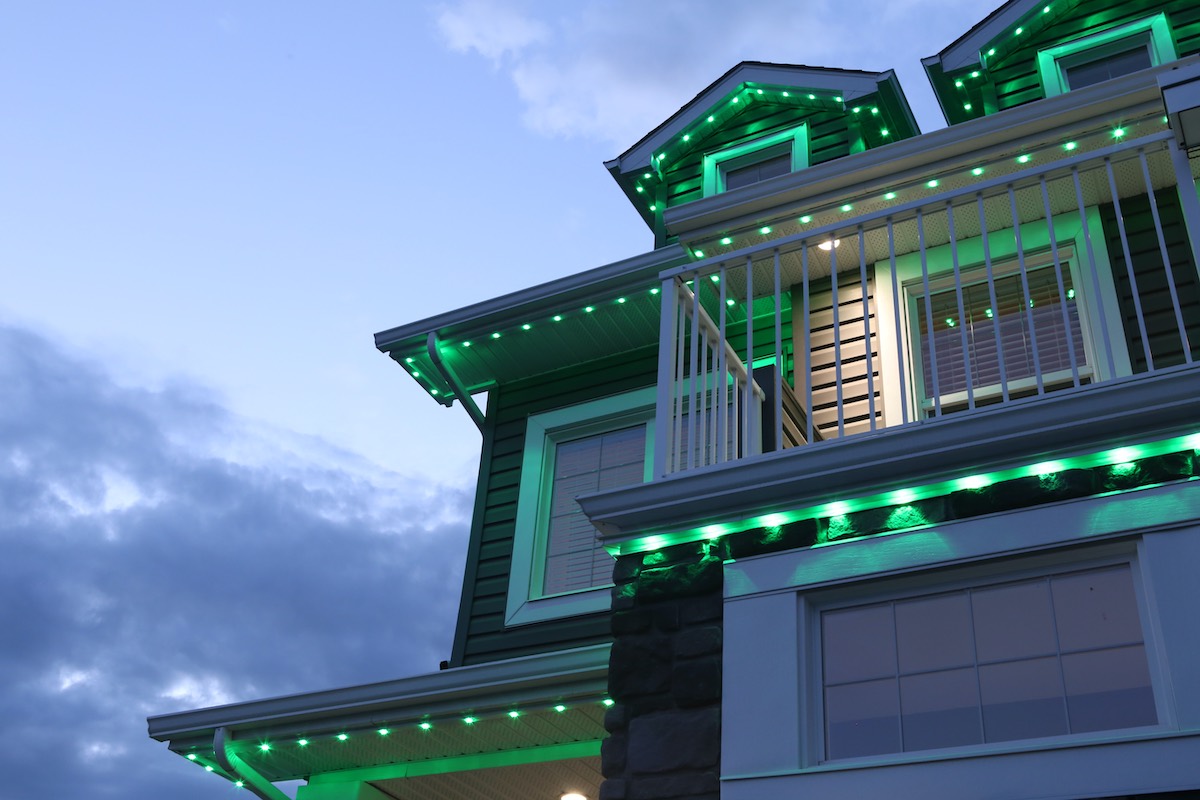 Permanent outdoor lights for St Patricks Day - GlowStone Lighting